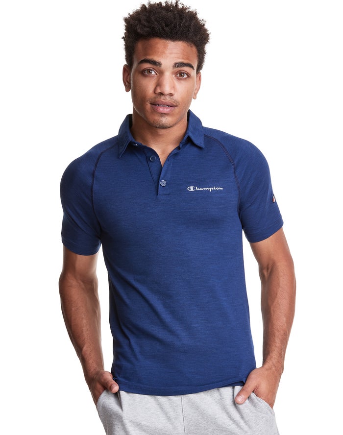 Champion T-Shirt Heren - Blauw - Sport Polo ( 750968-TVI )